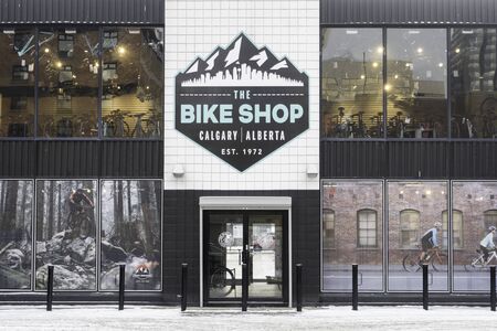January 18 2020 - Calgary Alberta Canada - The bike shop in downtown Calgary, Albertaのeditorial素材