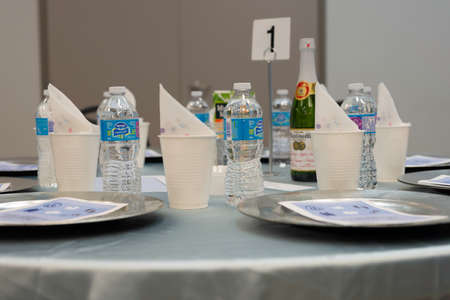February 25 2017 - Calgary, Alberta Canada - Table Set up at a Nigerian Party