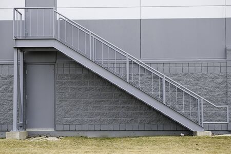 Stiarcase outside a shipping warehouse for a online retail companyの写真素材