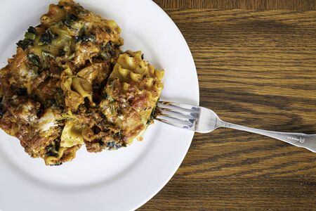 Vegetable Lasgane derved and ready to eatの写真素材