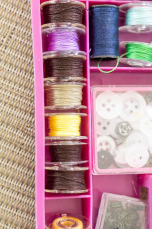 Seamstress Kit with sewing materials for mending clothesの写真素材