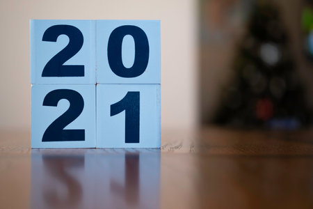 2021 happy new year letter blocks for celebration