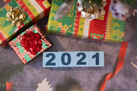 2021 happy new year letter blocks for celebration