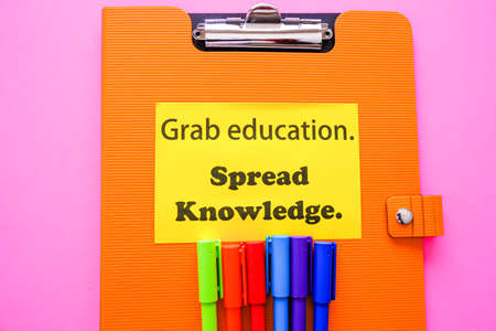 back to school concept shot with school supplies from aboveの写真素材