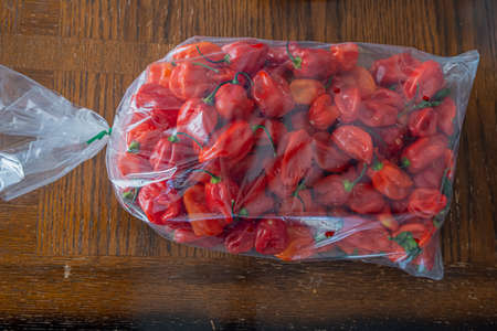 Bell Peppers and spicy scotch bonnet peppers used to prepare nigerian soupsの写真素材