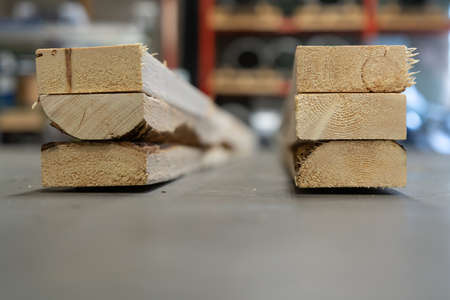 Wood on factory foor to make crates for delivery to customers