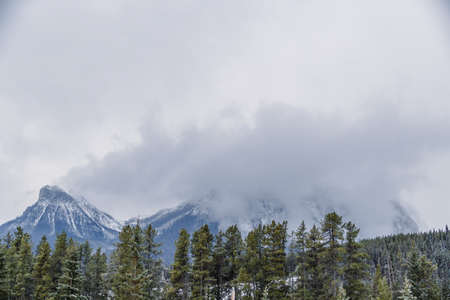 Mountains covered in snow in canadian national park