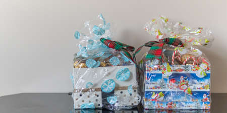 gift wrapped christmas hampers for friends and family