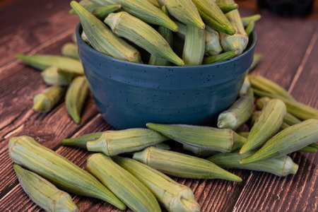 Fresh Organic Okra for Nigerian Cookingの写真素材
