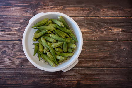 Fresh Organic Okra for Nigerian Cookingの写真素材