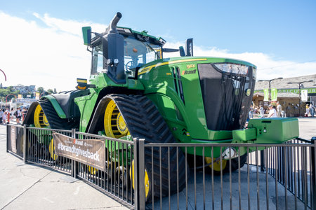 13 July 2022 - Calgary, Alberta Canada - Farm tractor on display at the Calgary Stampedeのeditorial素材
