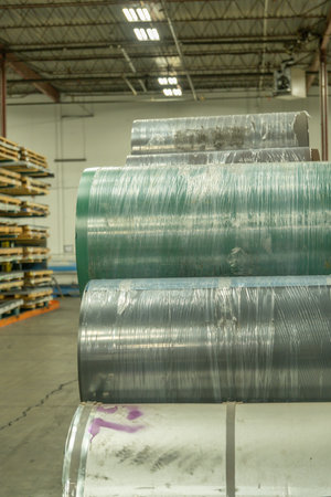 Stacks of steel, metal coil for metal roofing factory