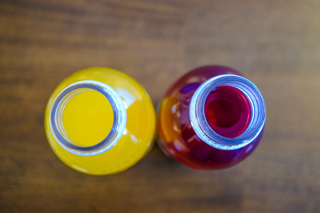 Multi colored Energy sport drink bottles with different flavoursの写真素材