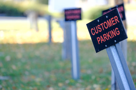 Customer parking lot to show clients where to parkの写真素材