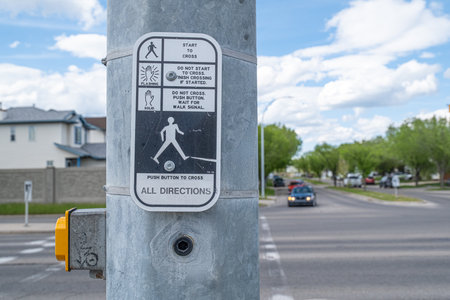 Pedestrian Crossing Traffic Light Signal on street intersectionの写真素材