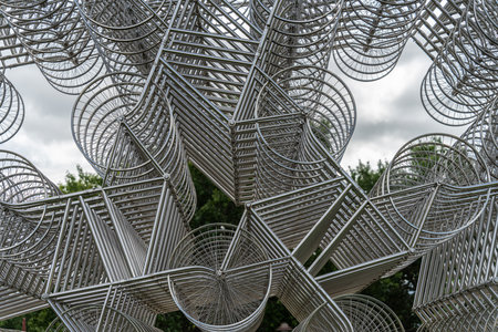 September 6 2022 - Winnipeg Manitoba Canada - Forever Bicycles sculptureのeditorial素材