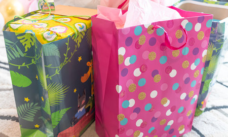Gift bags for baby shower celebration partyの写真素材