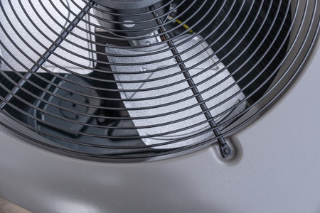 Air conditioning unit on outside of houseの写真素材