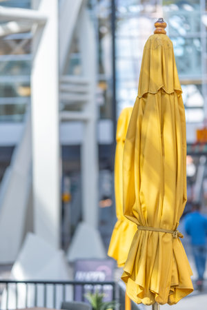 umbrella to provide shade for restaurant patioの写真素材