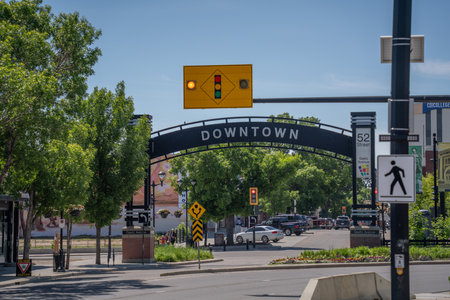 June 22 2024 - Red deer Alberta Canada - Downtown city center red deerの写真素材