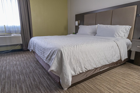 Double Bed in hotel room for vacationの写真素材
