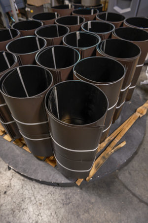 Galvanized Roll Valley black in factory workshopの写真素材