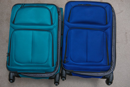 Two cases of luggage for travel and tripsの写真素材