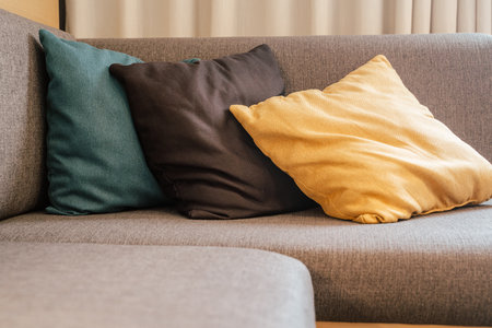 Cushions on a sofa at home - Interior designの写真素材