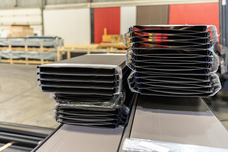 Pallet of Flashing building Materials in Factoryの写真素材