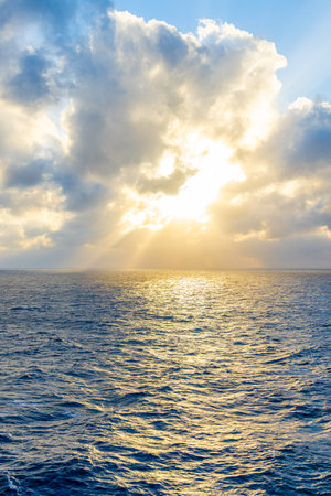 Seascape ocean view from deck of a cruise shipの写真素材