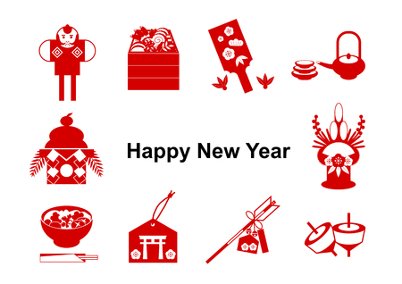 Japanese culture of New Year holidays Iconのイラスト素材
