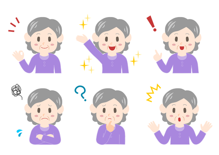 Expression of the elderly womanのイラスト素材