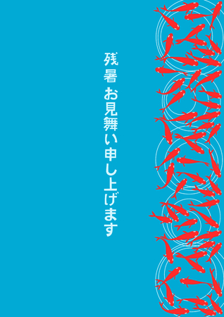 The late summer greeting card of goldfishのイラスト素材