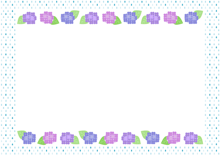 Frame of hydrangeas and rainのイラスト素材