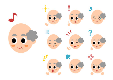 Face of elderly man icon on white background, vector illustration.のイラスト素材