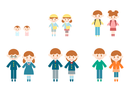 Children's growth with colorful designのイラスト素材