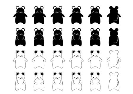 Set of mice. Rats collection. Vector illustration.のイラスト素材
