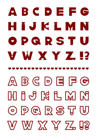 Heart design font letter set. Vector illustration of alphabet.のイラスト素材