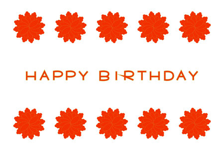 Vector illustration of Happy birthday. Red floral design. Birthday card.のイラスト素材