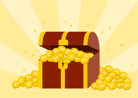 Treasure Chest and points coin. Vector illustration.のイラスト素材