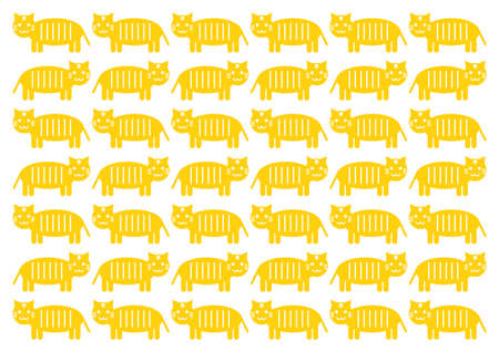 Vector illustration of cat or tiger. Cute design. Yellow pattern.のイラスト素材