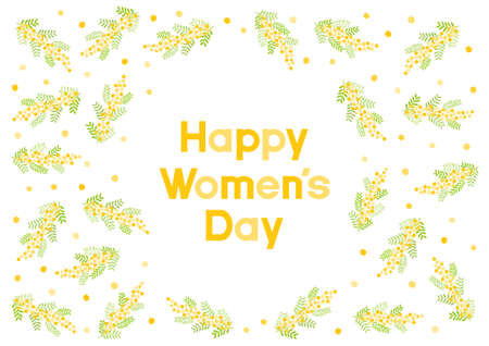 Vector illustration of International Women's Day. Women and mimosa.のイラスト素材
