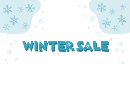 Vector illustration of Winter sale background. Blue colored snowflake pattern design. Banner, flyer and wallpaper.のイラスト素材