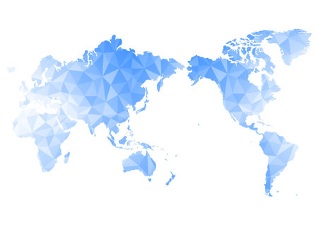World map. Blue gradient polygon pattern. Vector illustration.のイラスト素材