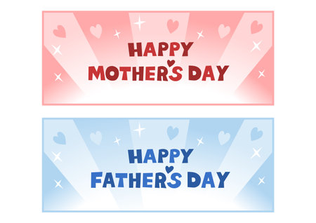 Illustration for Mother's Day and Father's Day. Shining background with heart pattern. Vector illustration.のイラスト素材
