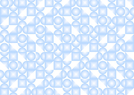 Blue geometric pattern background illustration. Seamless pattern with circles, squares and triangles.
Vector illustration.のイラスト素材