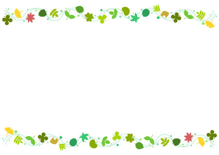 Frame of leaves and curves. Simple design. Vector illustration. White background.のイラスト素材