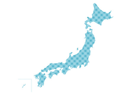 Map of Japan. Blue snow pattern on white background. Vector illustration.のイラスト素材