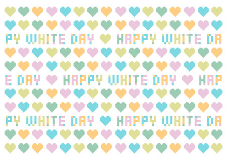 Vector illustration for White Day. Pixel art pattern of heart-shaped and letters. White Day is a Japanese event where people give gifts in return for Valentine's Day.のイラスト素材