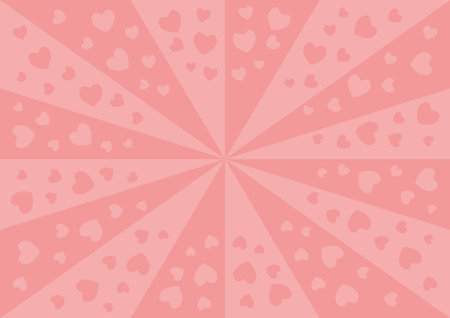 Radial background illustration with heart pattern. Vector illustration. Red and pink background.のイラスト素材